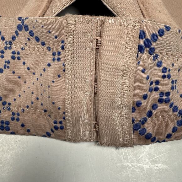 Simply Basic Plunge Bra 44B Nude with Blue Dot Grid Print Padded Underwire NWT - Picture 3 of 7